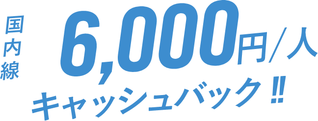 国内線1人6,000円キャッシュバック